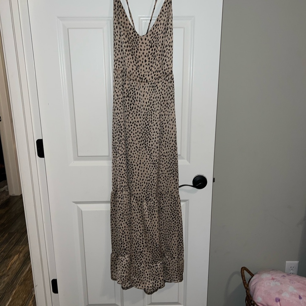 Cupshe Spotted Maxi Dress in Beige and Black